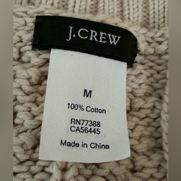 J. Crew Cable Knit Classic Cotton Crewneck Sweater in Cream, Women’s Medium. - Picture 4 of 5